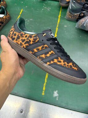 Adidas Samba Leopard Print Black Stripe Sneakers